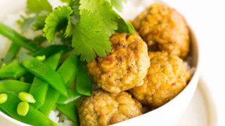 Mini Chicken Meatballs with Cashews, Coriander + Cream Cheese | Kids Eat by Shanai